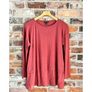 Eileen Fisher Petite Silk Long Sleeve Tunic Blouse Shirt Top, M